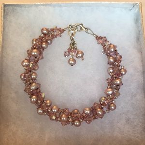 💕 Handmade Pearl and Crystal Woven Bracelet